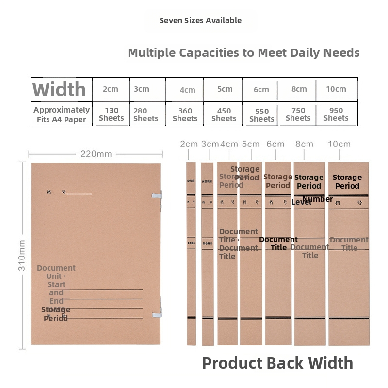 A4 kutija za datoteke – arhivska kutija od kraft papira, bez kiseline, marka Yafei, mogućnost ispisa logotipa, debljina materijala 1, širina stražnje strane 40