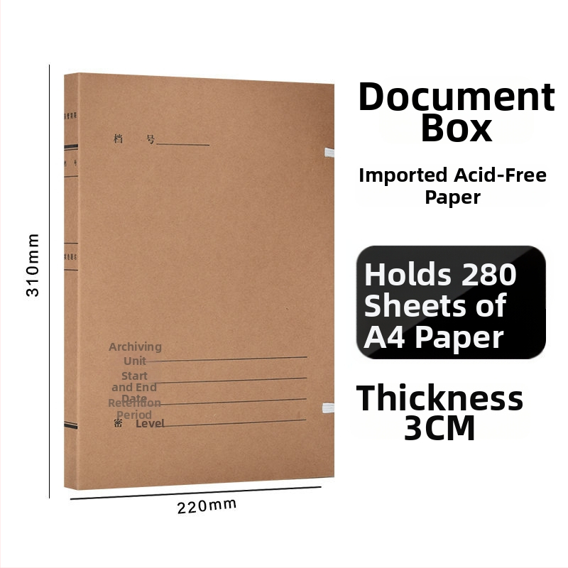 A4 kutija za datoteke – arhivska kutija od kraft papira, bez kiseline, marka Yafei, mogućnost ispisa logotipa, debljina materijala 1, širina stražnje strane 40