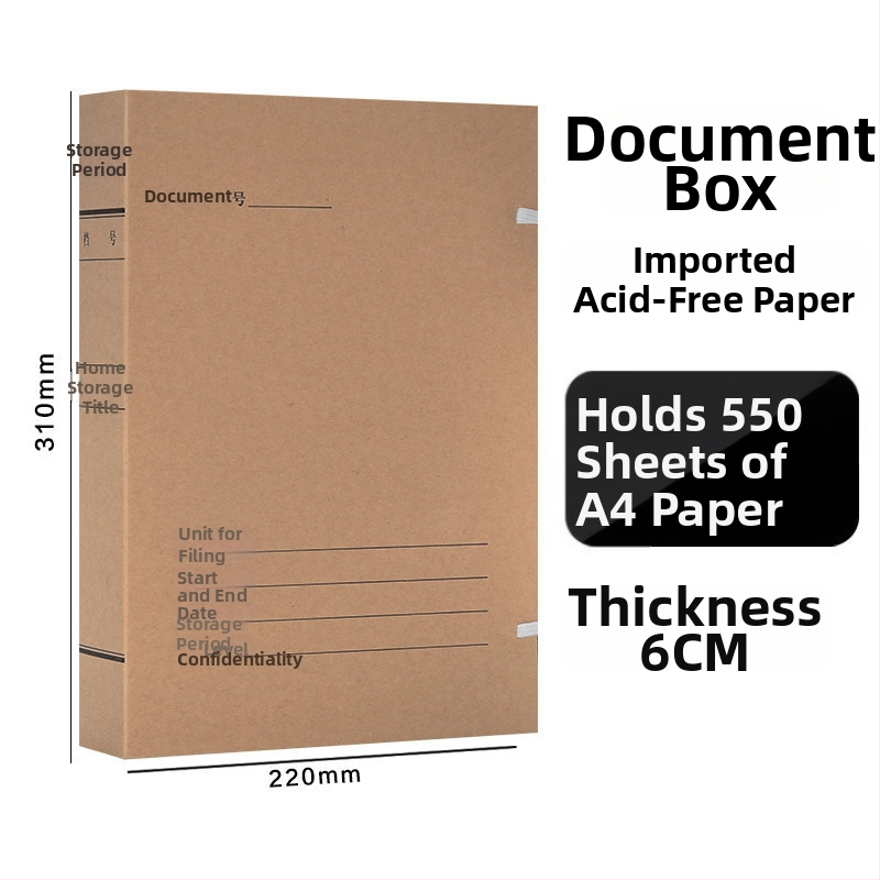 A4 kutija za datoteke – arhivska kutija od kraft papira, bez kiseline, marka Yafei, mogućnost ispisa logotipa, debljina materijala 1, širina stražnje strane 40