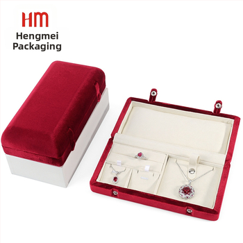 Kutija za nakit – drvena jezgra s velurom u unutrašnjosti, dvostruki preklopni poklopac, Hengmei marka, porijeklo Kina, pakiranje u kutiji