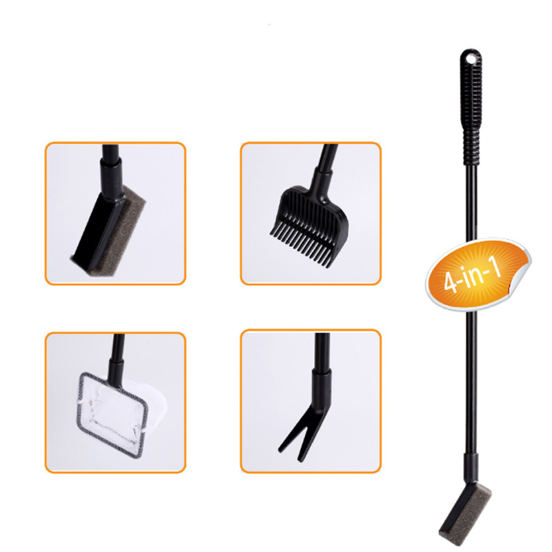 Četka za čišćenje akvarija s teleskopskom ručkom – četiri u jednom, plastična, 61 g, pakiranje 60 komada, oprema za akvarij.