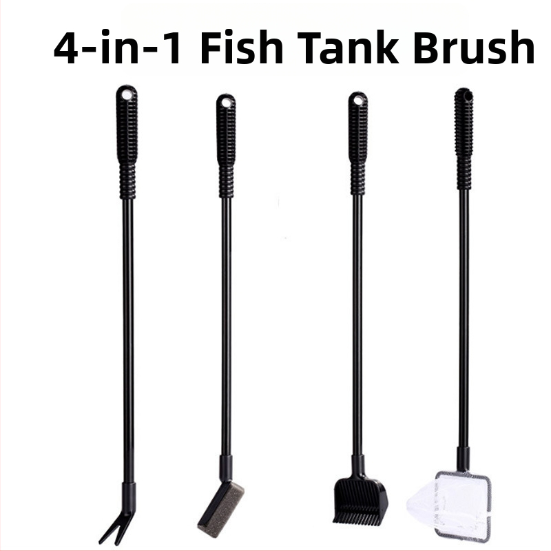 Četka za čišćenje akvarija s teleskopskom ručkom – četiri u jednom, plastična, 61 g, pakiranje 60 komada, oprema za akvarij.