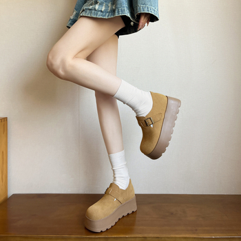 Λόφερς με αύξηση ύψους 9 cm, PU επάνω, στρογγυλή μύτη, slip-on, σόλα καουτσούκ