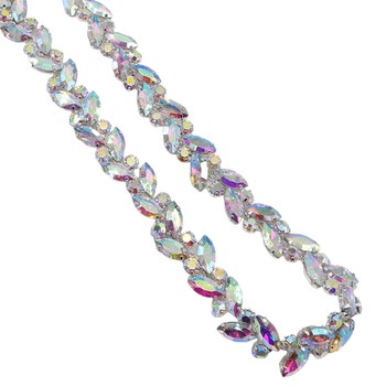 Dekorativni lanac za DIY nakit s Rhinestone kristalima i privjesnim perlima, željezni osnovni materijal, elektropiranje, Li Mei marka, mogućnost prilagođavanja