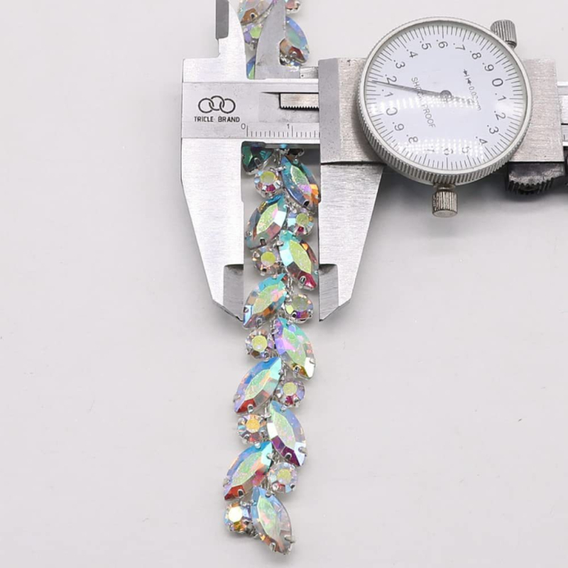 Dekorativni lanac za DIY nakit s Rhinestone kristalima i privjesnim perlima, željezni osnovni materijal, elektropiranje, Li Mei marka, mogućnost prilagođavanja