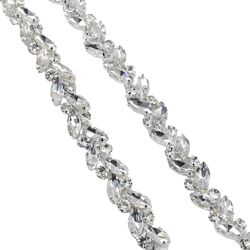 Dekorativni lanac za DIY nakit s Rhinestone kristalima i privjesnim perlima, željezni osnovni materijal, elektropiranje, Li Mei marka, mogućnost prilagođavanja