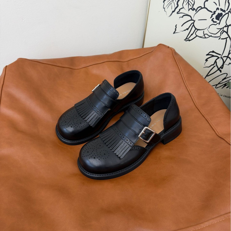 Ženske tassel mokasine s jednim gumbom, PU gornji dio, slip-on, 2026 britanski stil, okrugli vrh, prozračan, ravna potplata