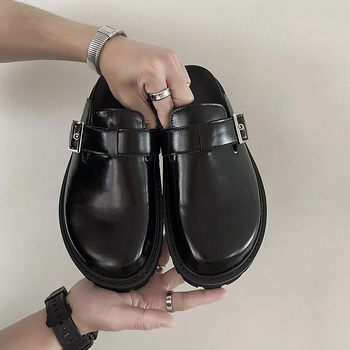 Kožne mule za muškarce, dvostruko kožni gornji dio od kravljeg kože, EVA potplat, slip-on, ljeto 2024