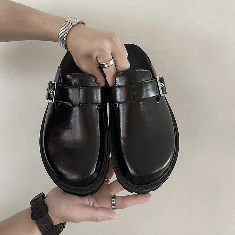 Kožne mule za muškarce, dvostruko kožni gornji dio od kravljeg kože, EVA potplat, slip-on, ljeto 2024