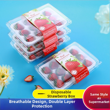Jednorazová priehľadná krabička na jahody, s vnútornou oporou, s uzáverom, model 500p, PE plast