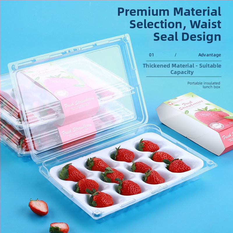 Jednorazová priehľadná krabička na jahody, s vnútornou oporou, s uzáverom, model 500p, PE plast