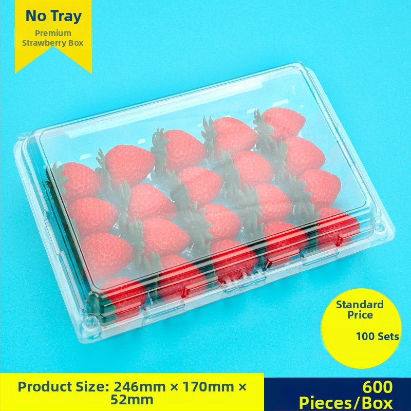 Jednorazová priehľadná krabička na jahody, s vnútornou oporou, s uzáverom, model 500p, PE plast