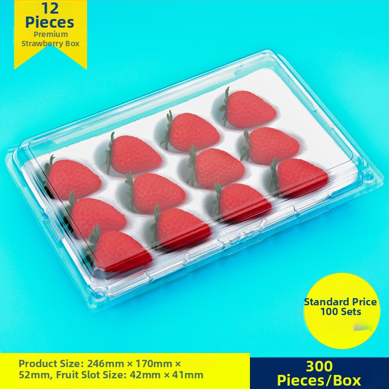 Jednorazová priehľadná krabička na jahody, s vnútornou oporou, s uzáverom, model 500p, PE plast