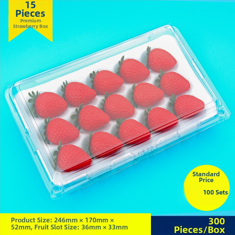 Jednorazová priehľadná krabička na jahody, s vnútornou oporou, s uzáverom, model 500p, PE plast