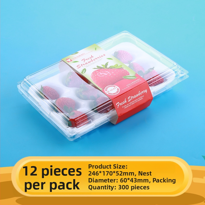 Jednorazová priehľadná krabička na jahody, s vnútornou oporou, s uzáverom, model 500p, PE plast