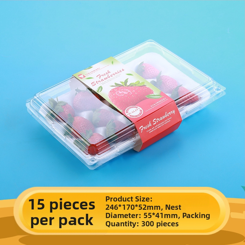 Jednorazová priehľadná krabička na jahody, s vnútornou oporou, s uzáverom, model 500p, PE plast