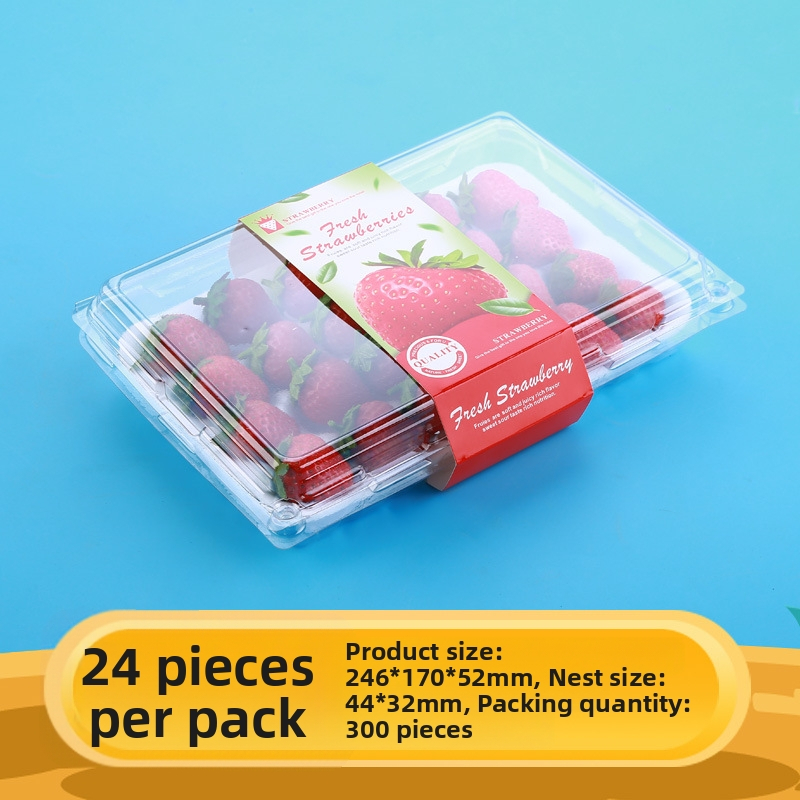 Jednorazová priehľadná krabička na jahody, s vnútornou oporou, s uzáverom, model 500p, PE plast