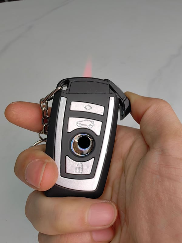 Φλογιστήρας-κλειδί αυτοκινήτου, πλαστικός, βουτάνιο καύσιμο, ανθεκτικός στον άνεμο, επαναχρησιμοποιήσιμος, με φωτισμό