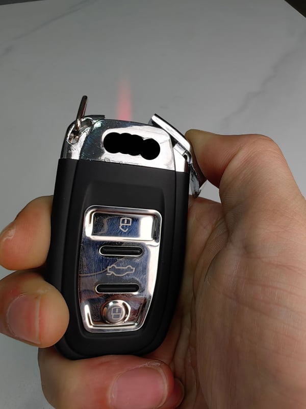 Φλογιστήρας-κλειδί αυτοκινήτου, πλαστικός, βουτάνιο καύσιμο, ανθεκτικός στον άνεμο, επαναχρησιμοποιήσιμος, με φωτισμό