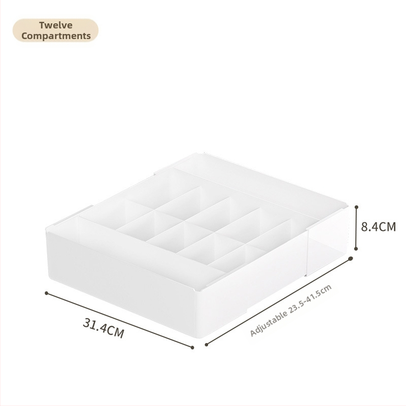 Kutija za donje rublje s pregradama, teleskopski ladica, 18L kapaciteta, PP plast, model 88066.