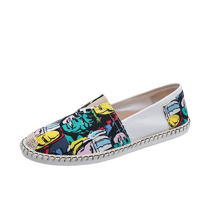 Muške platnene tenisice s izvezenim dezenom, korejskog stila, bez vezica, prozračne i lagane, gumena podsta