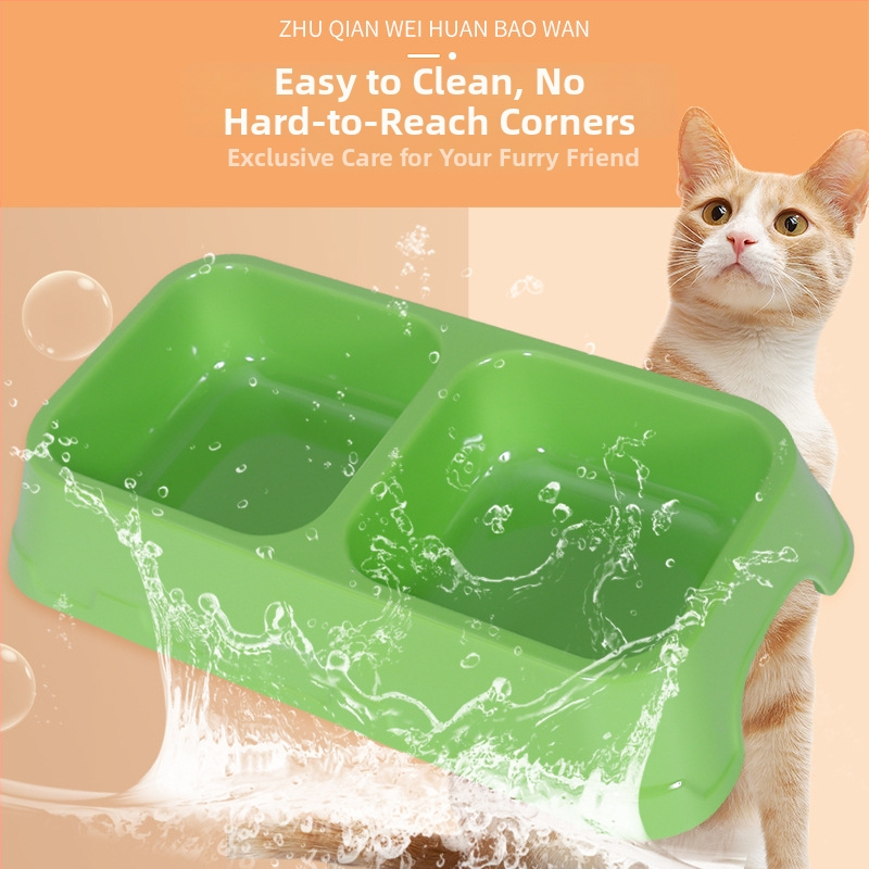 Διπλά μπολ για γάτες και σκύλους, μελαμίνη, σετ αυτόματης ταΐσης, τετράγωνος ποτιστής νερού, ανθεκτικό στις πτώσεις