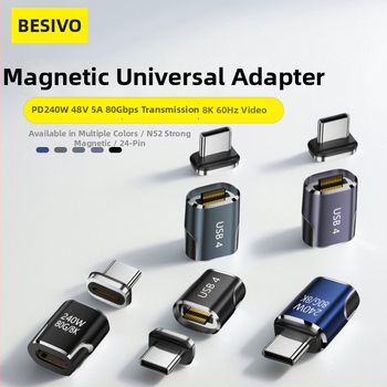 Adaptor magnetic USB-C cu funcționalitate completă – USB4.0, Încărcare rapidă PD240W, video 8K, transfer 80Gbps (Type-C masculin la feminin)