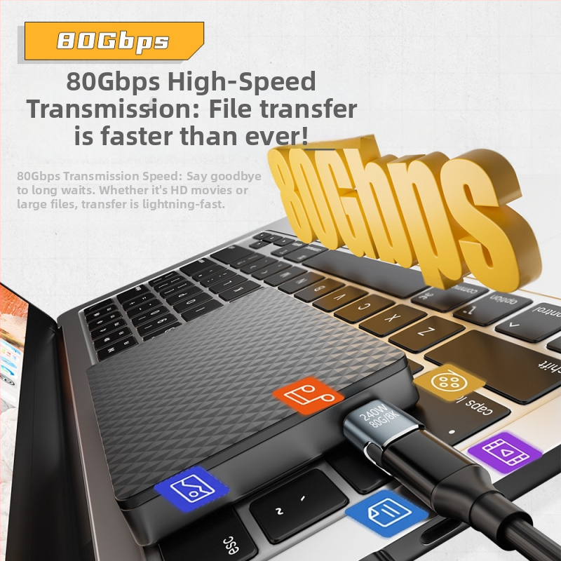 Adaptor magnetic USB-C cu funcționalitate completă – USB4.0, Încărcare rapidă PD240W, video 8K, transfer 80Gbps (Type-C masculin la feminin)