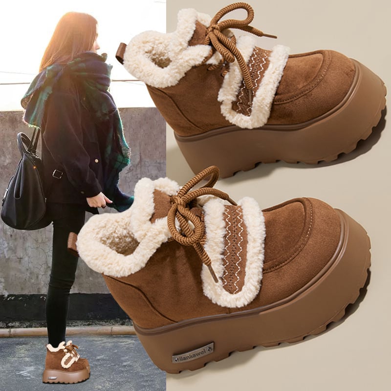 Golden Feet Casual tenisice s debelim potplatom, gornji dio od split kože, ovčja velura podstava, povećanje visine, vezanje špage, PU uložak