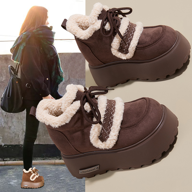 Golden Feet Casual tenisice s debelim potplatom, gornji dio od split kože, ovčja velura podstava, povećanje visine, vezanje špage, PU uložak