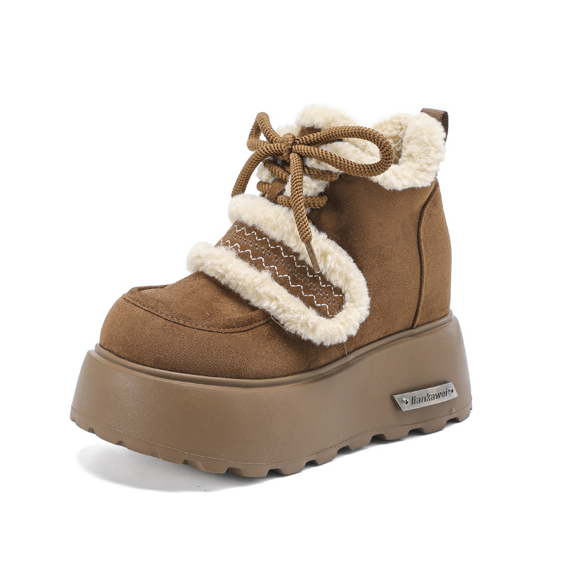 Golden Feet Casual tenisice s debelim potplatom, gornji dio od split kože, ovčja velura podstava, povećanje visine, vezanje špage, PU uložak
