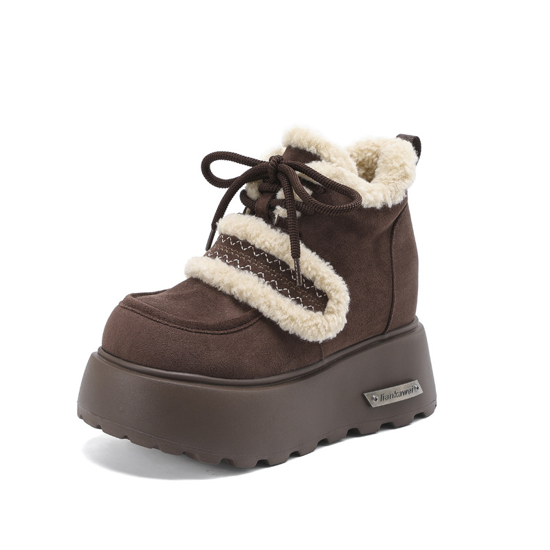 Golden Feet Casual tenisice s debelim potplatom, gornji dio od split kože, ovčja velura podstava, povećanje visine, vezanje špage, PU uložak