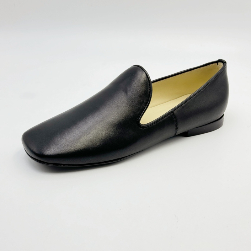 Ženske loafers-mule cipele u euro-američkom stilu, kvadratni vrh, gornji dio od kože top-grain, ulošak od kože krave, gumeni đon, niski potpetice
