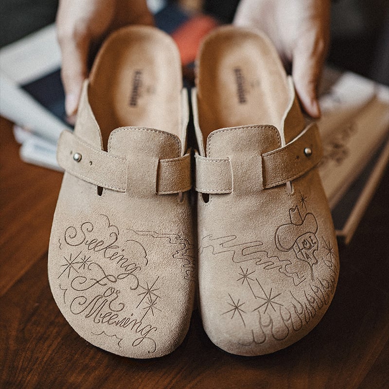 Muške ljetne slip-on papuče bez pete, gornji dio od nubuka, EVA đon