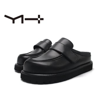 Muške kožne mule s zatvorenim prstom, gornji dio od kože, gumeni potplat, slip-on, korejski stil, ljeto 2025