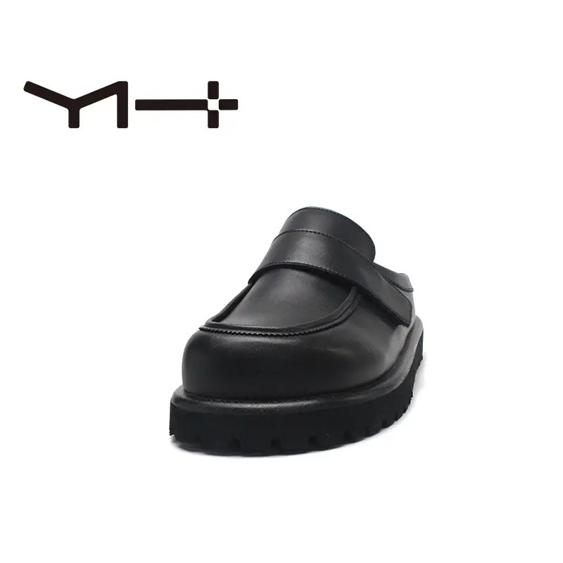 Muške kožne mule s zatvorenim prstom, gornji dio od kože, gumeni potplat, slip-on, korejski stil, ljeto 2025