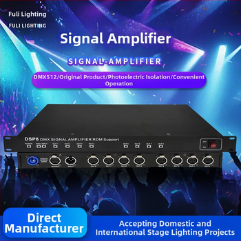 DMX signálny zosilňovač a rozdeľovač pre pódiové osvetlenie MX512 — 4/8-kanálový, Beam PAR svetlo transceiver, značka Fuli