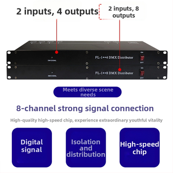 DMX signálny zosilňovač a rozdeľovač pre pódiové osvetlenie MX512 — 4/8-kanálový, Beam PAR svetlo transceiver, značka Fuli