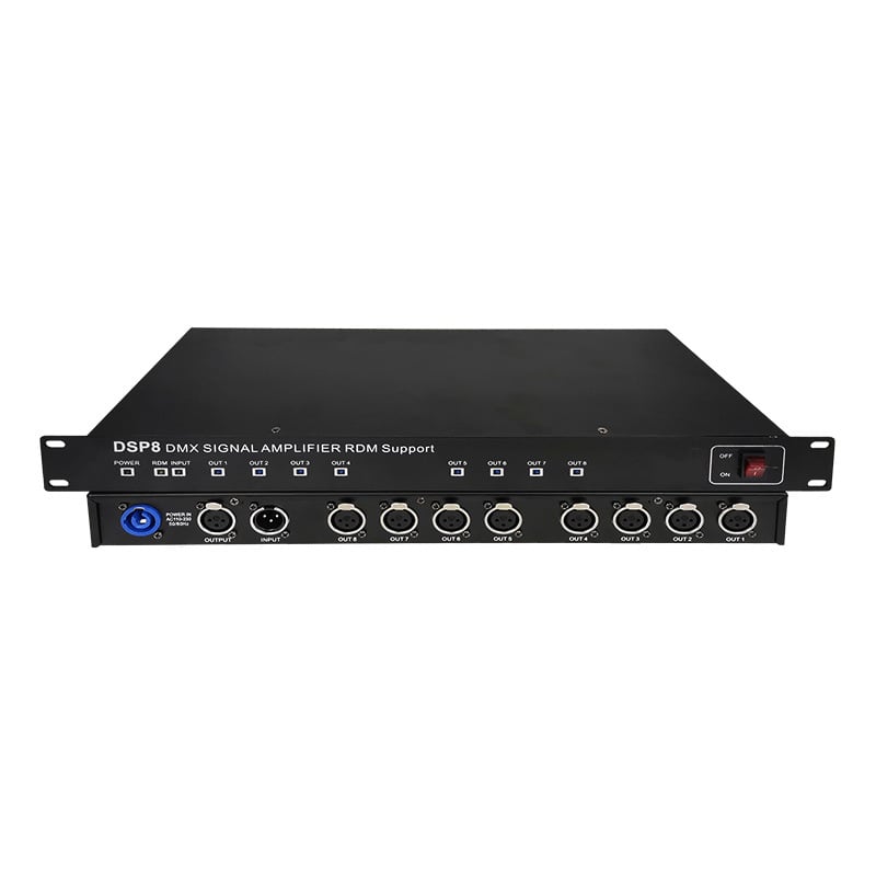 DMX signálny zosilňovač a rozdeľovač pre pódiové osvetlenie MX512 — 4/8-kanálový, Beam PAR svetlo transceiver, značka Fuli