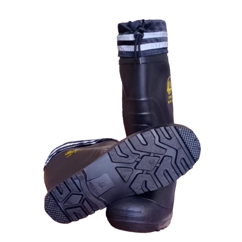 Мъжки високи ботуши за дъжд със подплата от памучен велюр, зимна защита, PVC водоустойчиви