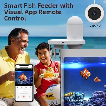 Έξυπνη Κάμερα Ενυδρείου Με Αυτόματο Ταϊστή - Απομακρυσμένος Έλεγχος Μέσω Εφαρμογής, HD Τροφοδοσία (Πλαστικό Κέλυφος; Μοντέλο: Smart Fish Feeder; Μάρκα: Heto; Για Ενυδρείο)