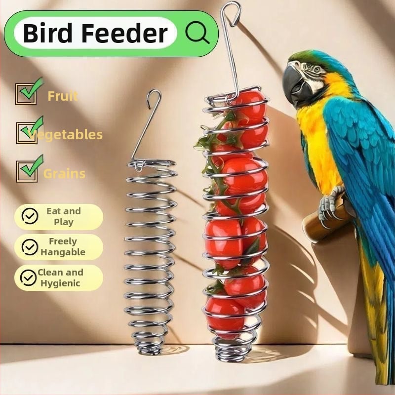 Εργαλείο ταΐσματος πουλιών — Ανοξείδωτο χάλυβα, χειροκίνητο ταΐσμα, κρεμαστή ταϊστρα για παπαγάλους και μικρά πουλιά