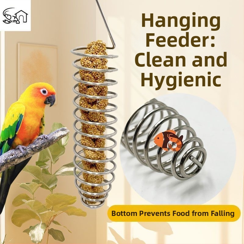 Εργαλείο ταΐσματος πουλιών — Ανοξείδωτο χάλυβα, χειροκίνητο ταΐσμα, κρεμαστή ταϊστρα για παπαγάλους και μικρά πουλιά