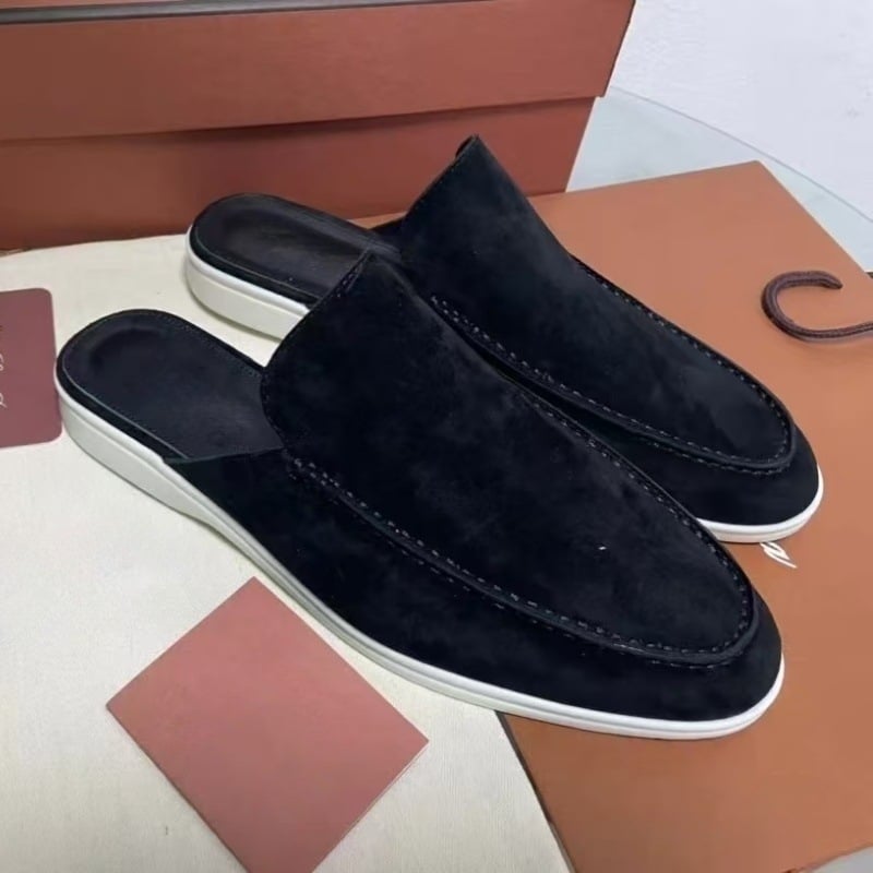 Muške mokasine od prave kože i nubuka, slip-on, okrugli nos, niski profil