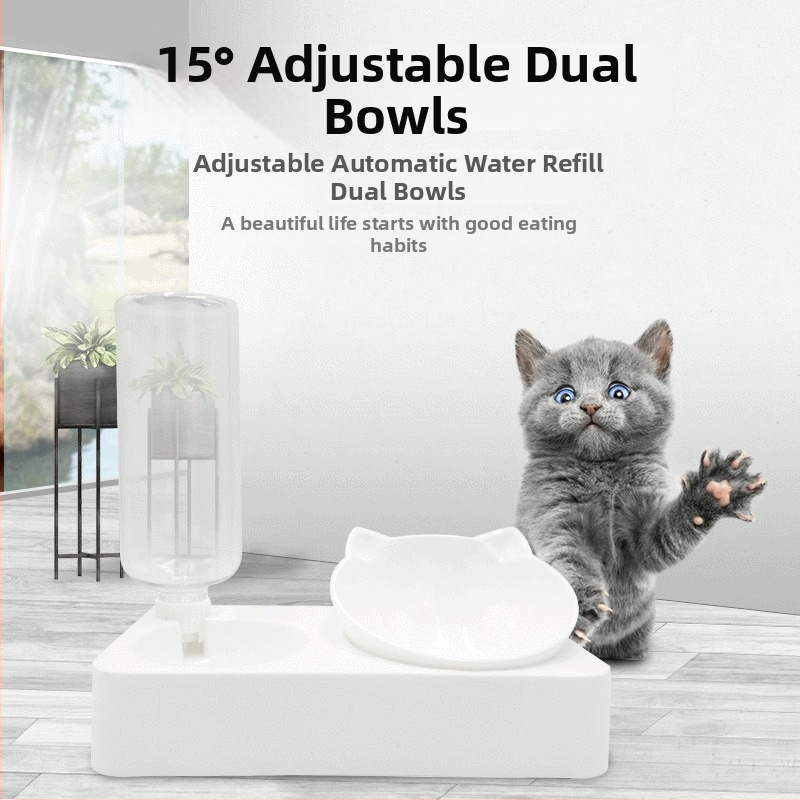 Δύο σε ένα μπολ για κατοικίδια (γάτα και σκύλος) με αυτόματη πλήρωση νερού, PP υλικό, μάρκα Little One