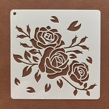 Rózsa virág kivágó sablon rajzoláshoz centiméteres vonalzóval — műanyag gyerekeknek készült segédeszköz