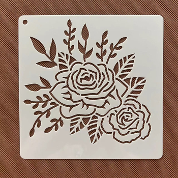 Rózsa virág kivágó sablon rajzoláshoz centiméteres vonalzóval — műanyag gyerekeknek készült segédeszköz