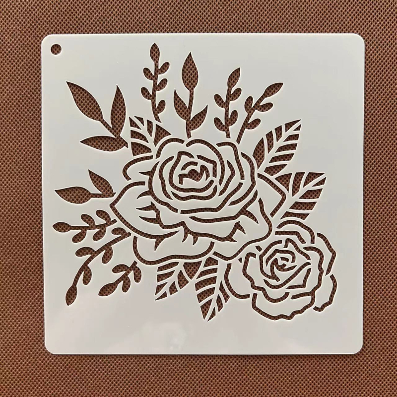 Rózsa virág kivágó sablon rajzoláshoz centiméteres vonalzóval — műanyag gyerekeknek készült segédeszköz