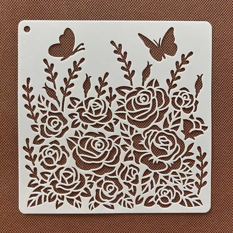 Rózsa virág kivágó sablon rajzoláshoz centiméteres vonalzóval — műanyag gyerekeknek készült segédeszköz