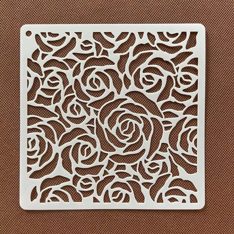 Rózsa virág kivágó sablon rajzoláshoz centiméteres vonalzóval — műanyag gyerekeknek készült segédeszköz